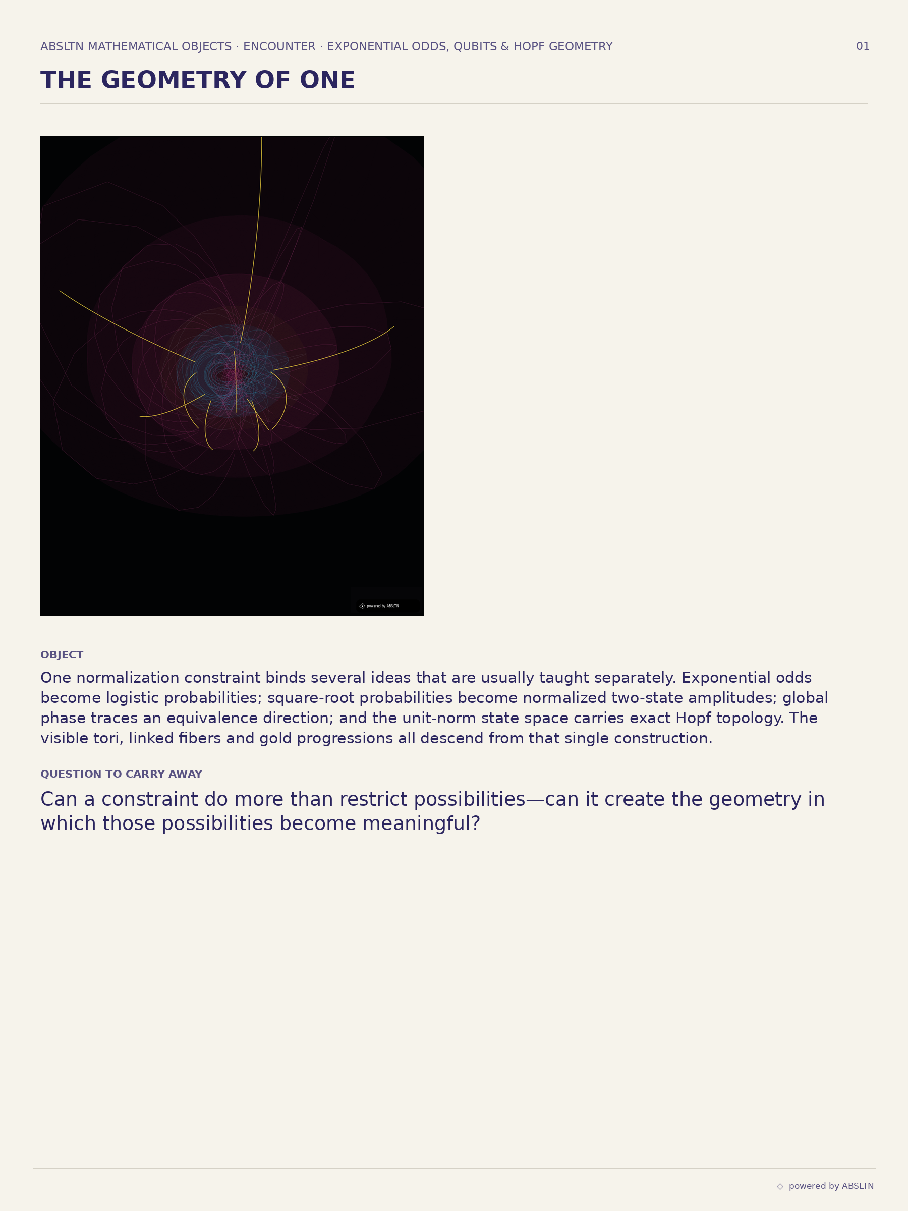 Public encounter card for The Geometry of One.